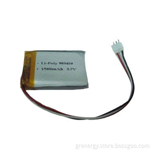 3.7V 1500mAh Li-Polymer Battery Model #903450, with Nickel Tabs, Made in China, ODM/OEM Customized
